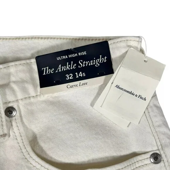 Abercrombie & Fitch Women's Ultra High Rise Ankle Straight Jeans Sz 32/14 Short - Picture 8 of 16